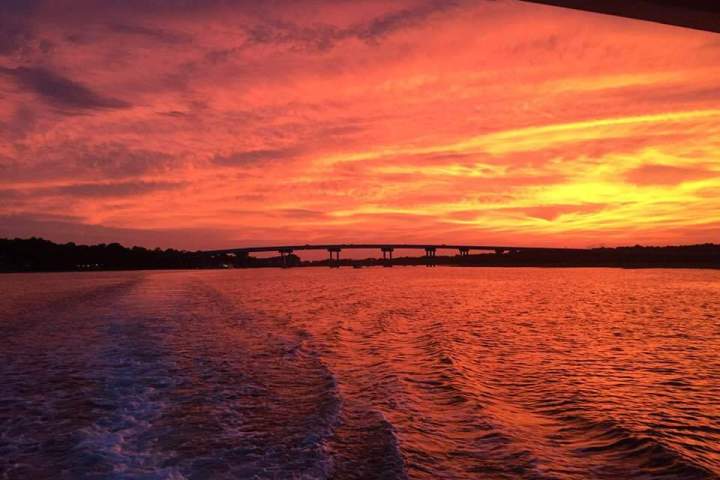 Orange Pink Sunset from Hilton Head Boat Tour